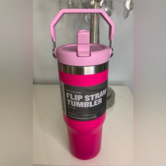 NEW Stanley 30oz IceFlow Flip Straw Stainless Steel Tumbler - Camelia Hot Pink - Picture 10 of 11